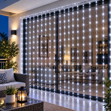 Cargar imagen en el visor de la galería, Cortina Luces LED Efecto Lluvia Multicolor o Blanco, Cable Transparente, 200/300 LED, 3x2 m o 3x3 m
