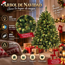 Cargar imagen en el visor de la galería, Árbol de Navidad Artificial de PVC con Luces LED – Luz Fría y Cálida - Gerimport
