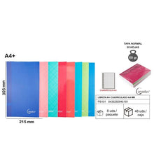 Cargar imagen en el visor de la galería, Pack 6 Cuaderno Libreta Grapada Tapa Normal Carton 48 Hojas 60g/m2 A4 + 7 Colores
