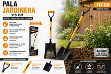 Cargar imagen en el visor de la galería, Pala Jardinera de Acero 115 cm con Mango Ergonómico Tipo D | Pala para Jardín, Excavación, Trasplante y Zanja
