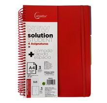 Cargar imagen en el visor de la galería, Cuaderno Cervantes A4 Espiral con Tapa Plástica, 120 Hojas, 90g, Cuadrícula 5x5 mm, 3 Separadores y Carpeta Multitaladro
