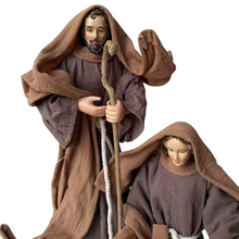 Cargar imagen en el visor de la galería, Nacimiento Navidad Familia José, María y Niño Jesús – Belén Escena Pesebre con Figuras 28x16x33 cm Marrón
