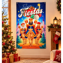 Cargar imagen en el visor de la galería, Cartel de Tela Navideño Decorativo 89 x 183 cm, Papá Noel o Reyes Magos, Decoración de Navidad para Pared
