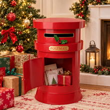 Cargar imagen en el visor de la galería, Buzón Navideño Decorado para Cartas de Papá Noel – Decoración de Navidad Roja
