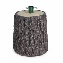 Cargar imagen en el visor de la galería, Soporte para Árbol de Navidad con Diseño de Tronco de Madera – Base Decorativa de Resina y Hierro para Árboles de hasta 180 cm
