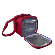 Cargar imagen en el visor de la galería, Quttin - Bolsa térmica Porta Alimentos Para Trabajo Viaje, con 2 x 1.1 L Fiambreras de plástico Cuadrada incluidas, 18 x 18 x 16.5 cm
