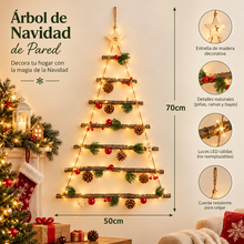 Cargar imagen en el visor de la galería, Árbol de Navidad Colgante de Madera con Piñas y Adornos Naturales, Decoración Navideña Rústica, 3 Modelos Surtidos al Azar
