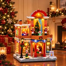 Cargar imagen en el visor de la galería, Villa Navideña LED con Música y Movimiento Decorativa, casa de Navidad iluminada – 25 Luces Multicolor, 8 Melodías de Navidad, 20,5 × 15 × 28,5 cm
