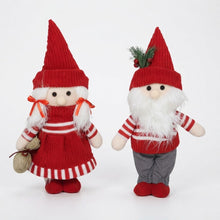 Cargar imagen en el visor de la galería, Figura Decorativa Gnomo Navideño de Peluche - Duende Papá Noel o Elfa con Ropa de Punto para Decoración de Navidad (16x10x35 cm)
