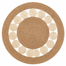 Cargar imagen en el visor de la galería, Alfombra Redonda de Yute Natural Tejida a Mano | Tapete Boho Decorativo para Sala, Dormitorio y Comedor | Ø 80/100/120 cm
