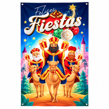 Cargar imagen en el visor de la galería, Cartel de Tela Navideño Decorativo 89 x 183 cm, Papá Noel o Reyes Magos, Decoración de Navidad para Pared
