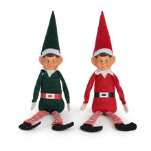 Cargar imagen en el visor de la galería, Pareja de Elfos Sentados Navideños Decorativos - Pack de 2 Muñecos Duendes de Navidad para Colgar y Estantería
