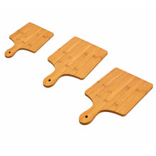 Cargar imagen en el visor de la galería, Juego de 3 Tablas de Cortar de Bambú con Mango | Set de Tablas para Cocina, Cortar, Picar y Servir | 3 Tamaños
