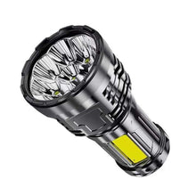 Cargar imagen en el visor de la galería, Linterna Recargable 8 LED De Alta Potencia 5W 350 LM 4 Modos con Luz Lateral COB - Maxia Market
