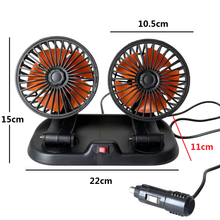 Cargar imagen en el visor de la galería, Ventilador para Coches Camiónes doble cabezas Giratorios 360º con sus Mangos Ajustable con Enchufe de mechero (12V / 24 V)
