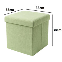 Cargar imagen en el visor de la galería, Puf Reposapiés con Tapa Acolchada 38x38x38 cm – Taburete Plegable con Almacenamiento – Puf Auxiliar Efecto de Lino
