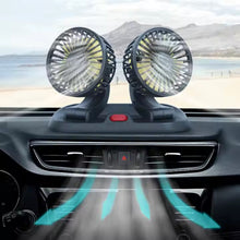 Cargar imagen en el visor de la galería, Ventilador para Coches Camiónes doble cabezas Giratorios 360º con sus Mangos Ajustable con Enchufe de mechero (12V / 24 V)
