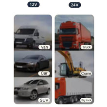 Cargar imagen en el visor de la galería, Ventilador para Coches Camiónes doble cabezas Giratorios 360º con sus Mangos Ajustable con Enchufe de mechero (12V / 24 V)
