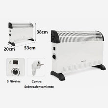 Cargar imagen en el visor de la galería, Calefactor Eléctrico de Convección Portátil 3 Niveles de Potencia 750-2000W con Protección contra Sobrecalentamiento
