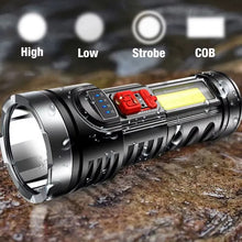 Cargar imagen en el visor de la galería, Linterna de Mano Recargable Portatil 5 LED De Alta Potencia 6 W 350 LM 4 Modos
