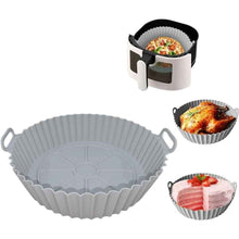 Cargar imagen en el visor de la galería, Molde silicona para Freidora de Aire, Vaporera, Horno y Microondas Redondo ø18 o 20 cm. Gris. Reutilizable y apto para lavavajillas. Resistente hasta 220 C. Antiadherente e Impermeable. No se deforma - Quttin
