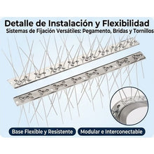 Cargar imagen en el visor de la galería, Pinchos Anti Aves Antipalomas 4 Unidades 50 x 11 x 2,8 cm – Protector para Techo, Valla y Alféizar, Anti Palomas y Anti Gatos
