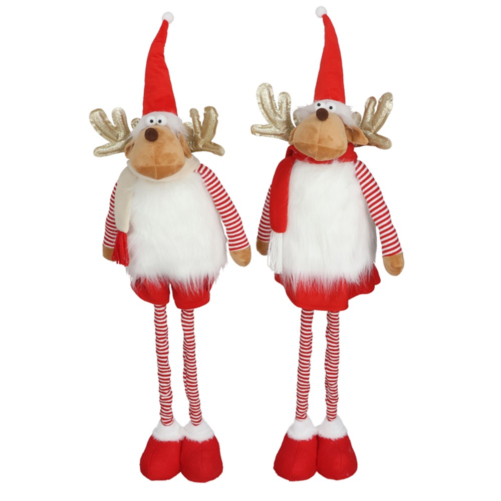 Muñeco Reno Extensible Navideño 64-103 cm – Decoración de Navidad en Tono Rojo