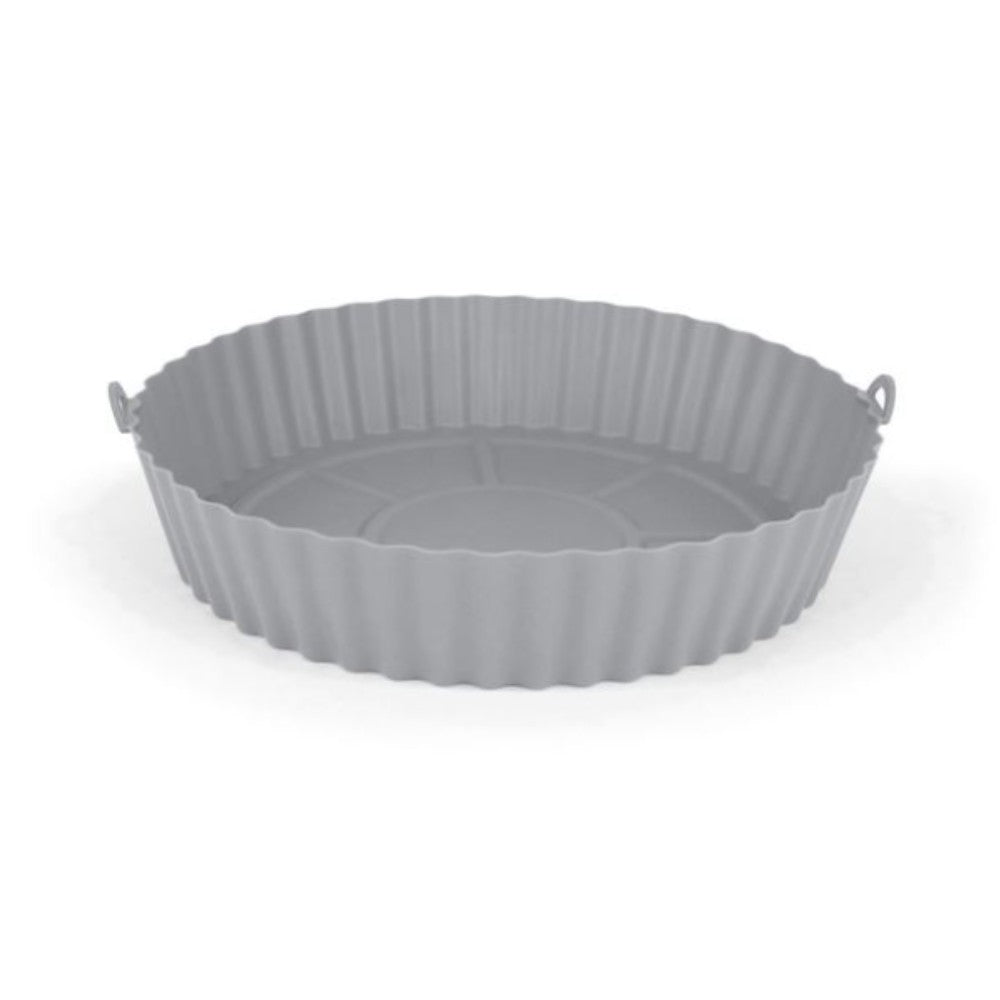 Molde silicona para Freidora de Aire, Vaporera, Horno y Microondas Redondo ø18 o 20 cm. Gris. Reutilizable y apto para lavavajillas. Resistente hasta 220 C. Antiadherente e Impermeable. No se deforma - Quttin
