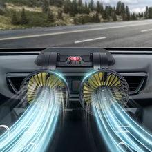 Cargar imagen en el visor de la galería, Ventilador para Coches Camiónes doble cabezas Giratorios 360º con sus Mangos Ajustable con Enchufe de mechero (12V / 24 V)
