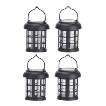 Cargar imagen en el visor de la galería, Set de 4 Luces Solares LED Decorativas para Jardín con Estilo Farol Vintage - Impermeable, Encendido Automático - Ideal para Exteriores y Caminos
