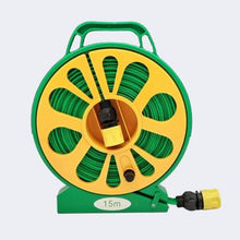 Cargar imagen en el visor de la galería, Manguera de Riesgo de Jardín con Soporte y Pistola Rociadora de 7 Funciones, Conectores de 1/2 y 3/4 Pulgadas, Manguera de Riego con Carrete Resistente Ligero y Potatíl 15 m
