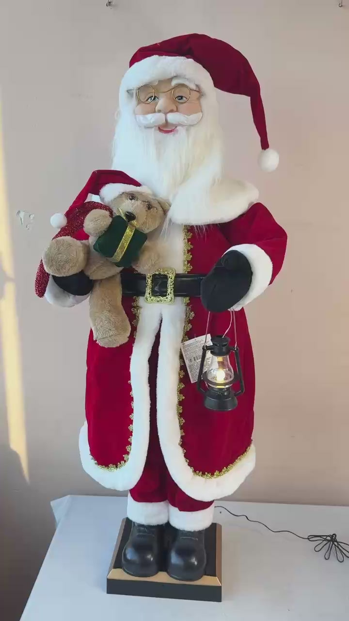 Figura Papá Noel Navideño 110cm con Luz, Sonido y Movimiento | Decoración Navidad con Sensor de Voz y Lámpara Navideña