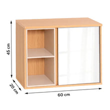 Cargar imagen en el visor de la galería, Armario de Baño de Pared Rivoli con Espejo | 1 Puerta + 1 Estante Interior + 2 Compartimentos | MDF Lacado Liso + Roble | 60x45x20 cm
