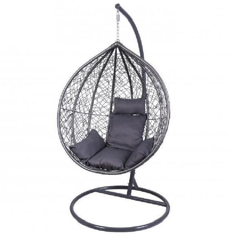 Balancín de Jardín Cesta Colgante Capileira 194 x 101 cm Sillón Silla Colgante Hamaca con Cojines máx. 110 kg Uso en Interiores y Exteriores Jardín Camping con Soporte Gris