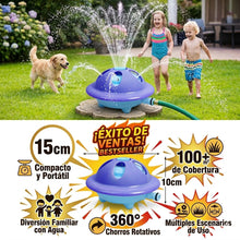 Cargar imagen en el visor de la galería, Aspersor de Riego Giratorio Infantil Diseño OVNI - Juguete de Agua para Jardín y Juegos de Verano (15cm x 10cm)
