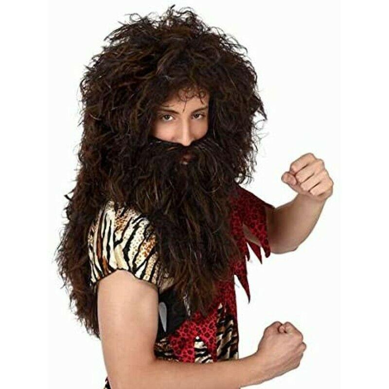 Peluca Larga Cavernicola con Barba Adulto Para Carnaval Complementos de Disfraz