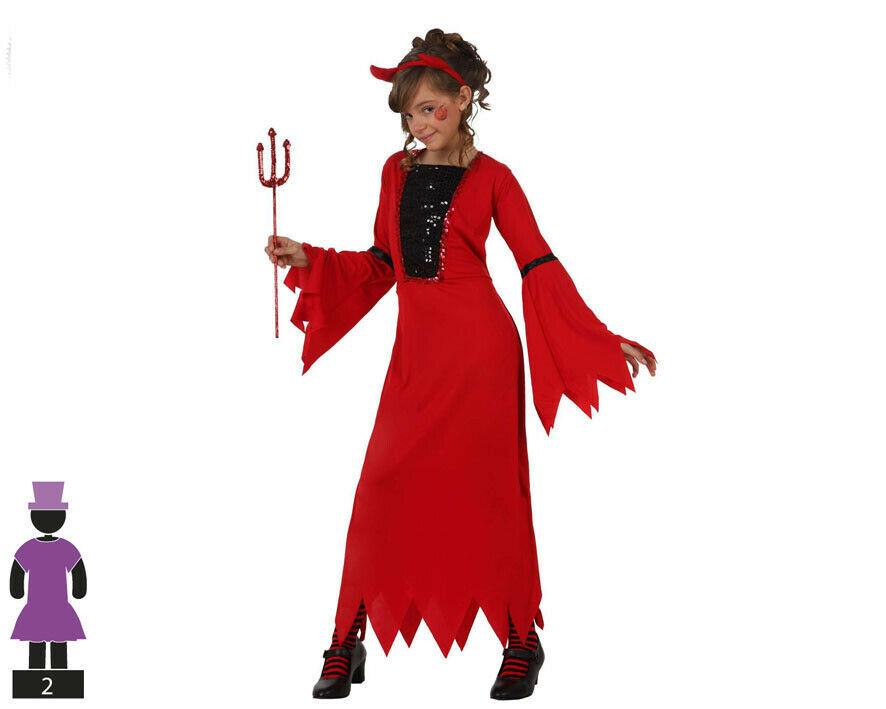 Disfraz Demonio Diablesa para Niña Infantil Color rojo Para Halloween Carnaval Teatro