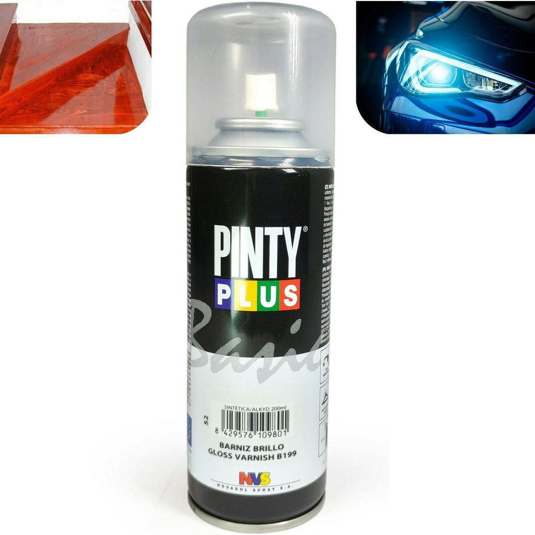 Pintura Spray Barniz Brillante Brillo PINTY Aerosol Madera Repara Faros de Coche