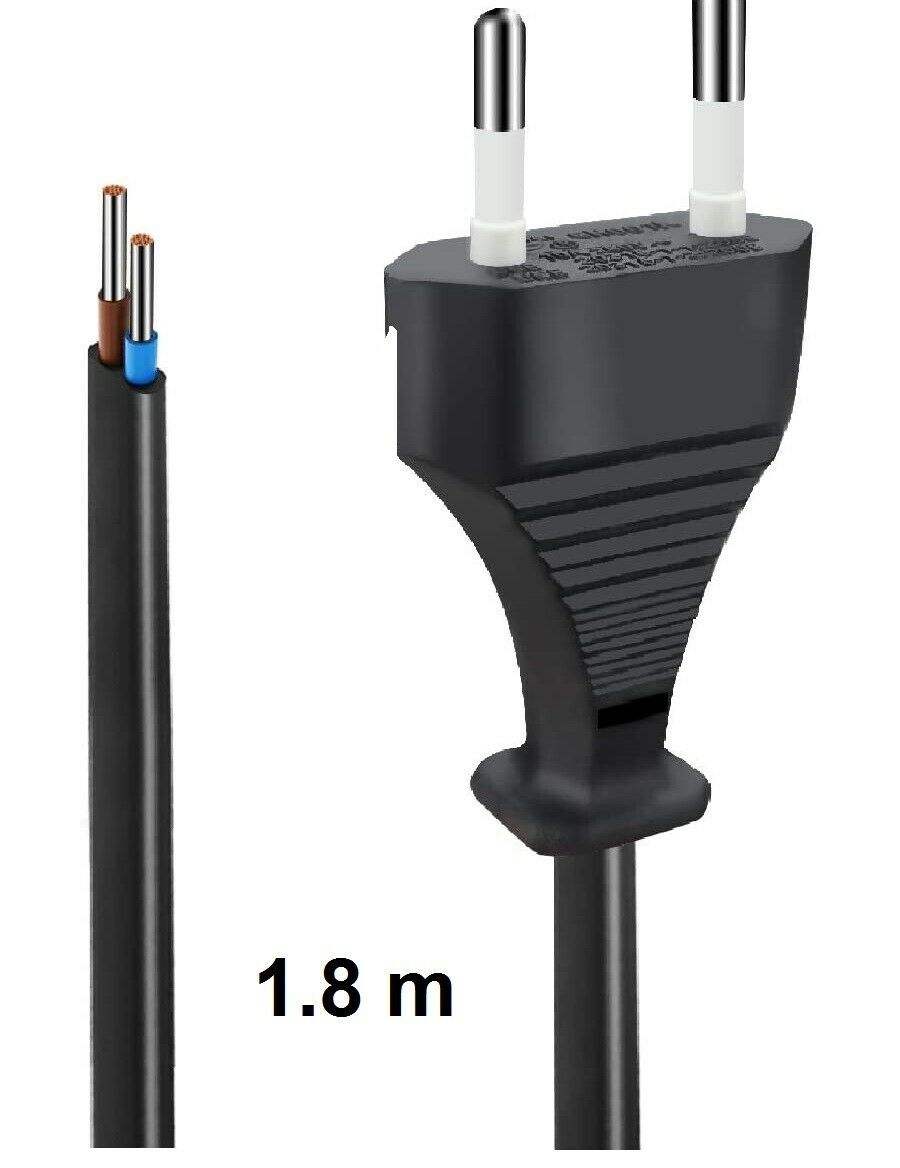 Cable eléctrico con enchufe blanco / negro 2x0.75mm 1,8 metros