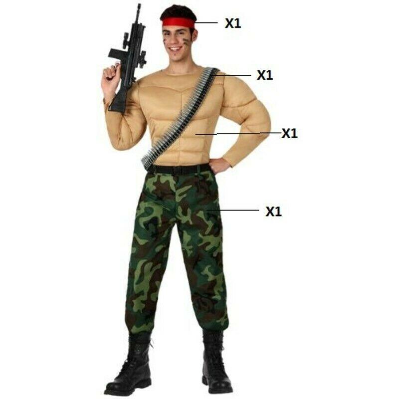 Disfraz Soldado Militar Musculoso Hombre Adulto Camuflaje Carnaval Fie –  Maxia Market