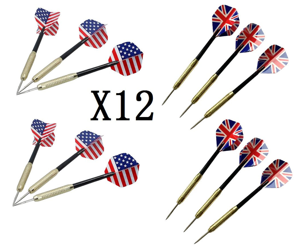 12 Dardos de Metal con Patrón de Bandera de estados unidos y GB
