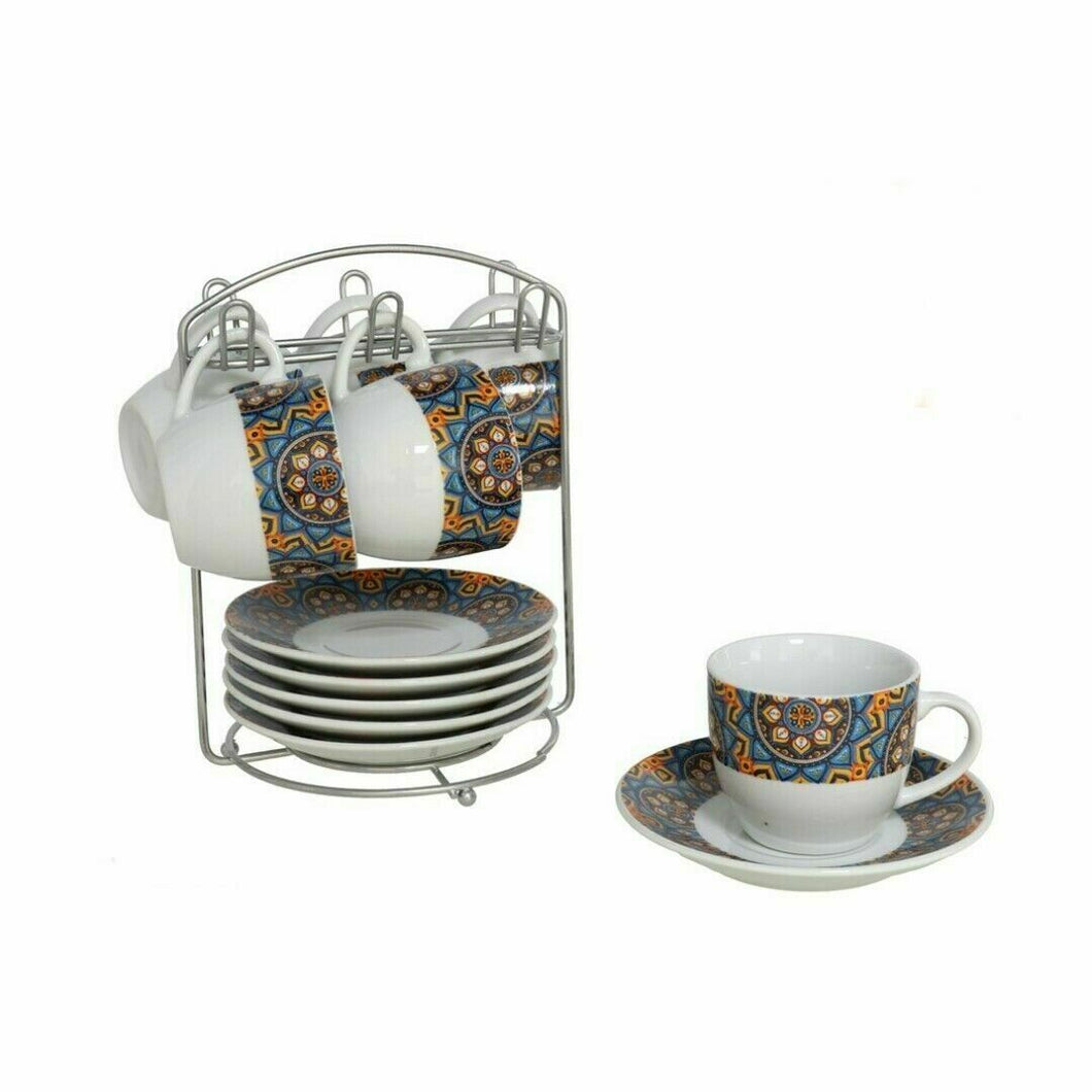 SET 6 TAZAS CAFE OREGÓN 180 CC ml con soporte y platos pequeños decorativo