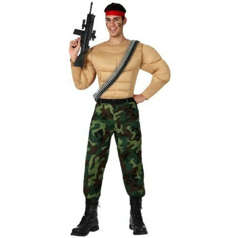 Disfraz Soldado Militar Musculoso Hombre Adulto Camuflaje Carnaval Fiesta Teatro