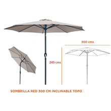 Cargar imagen en el visor de la galería, Sombrilla Parasol ø 300 cm Inclinabre Estructura Aluminio y Acero ø 48 mm Con 8 varillas de Acero12 x 18 mm Para Terraza Jardin Patio
