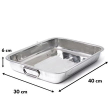 Cargar imagen en el visor de la galería, Rustidera bandeja para horno acero inoxidable con asas 25, 30, 40 cm

