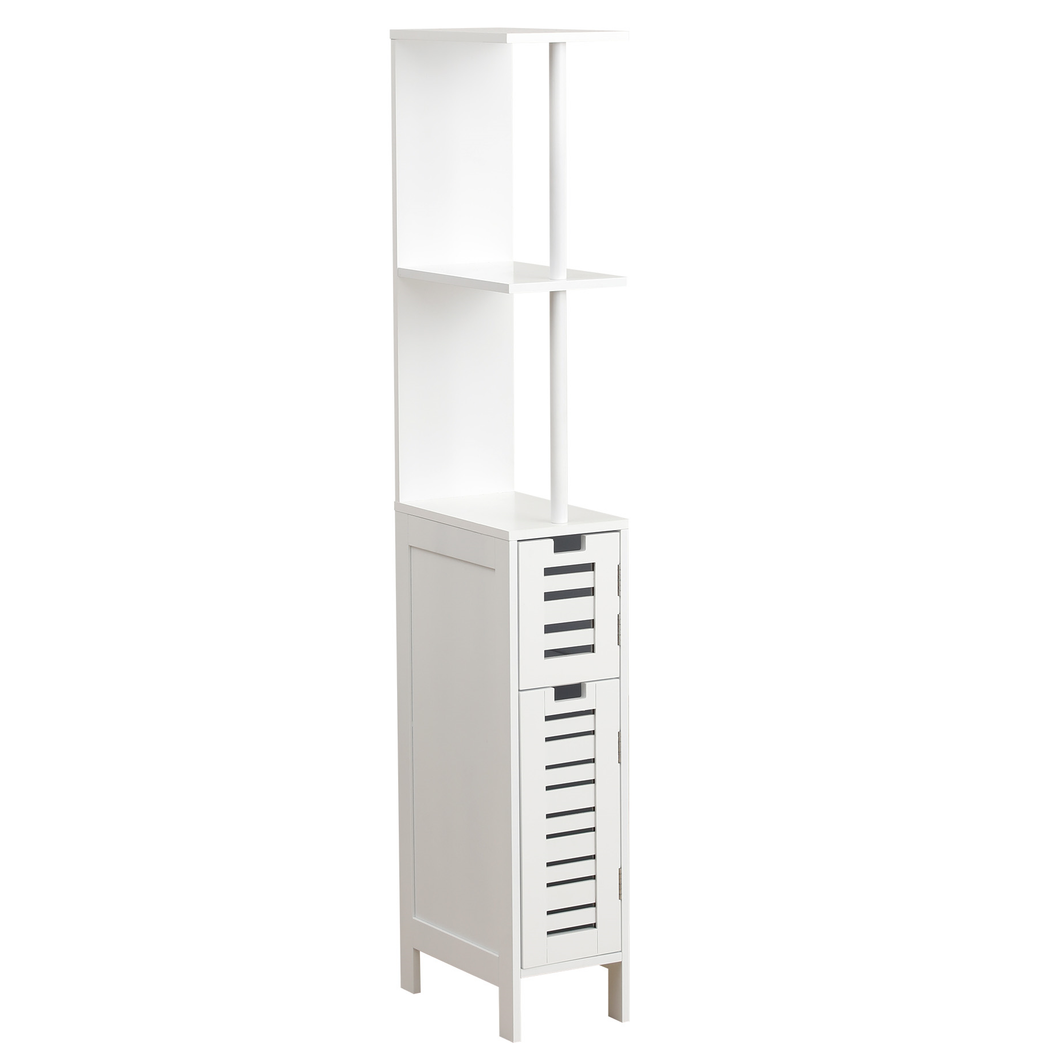 Mueble de Baño Columna Armario Eatantería Para Espacios Reducidos MDF con 2 Eatantes + 2 Puertas