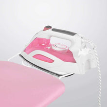 Cargar imagen en el visor de la galería, Tabla de planchar con estructura de metal blanco Funda con estampado rosa o gris
