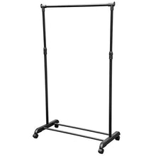 Cargar imagen en el visor de la galería, Perchero Negro Mate Con Ruedas Extraíble Para Colgar Ropa, Soporte Simple
