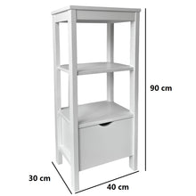 Cargar imagen en el visor de la galería, Mueble de Baño con 1 Cajon Bajo + 3 Estantes (2 compartimentos) de Madera Pino Natural Blanco Para
