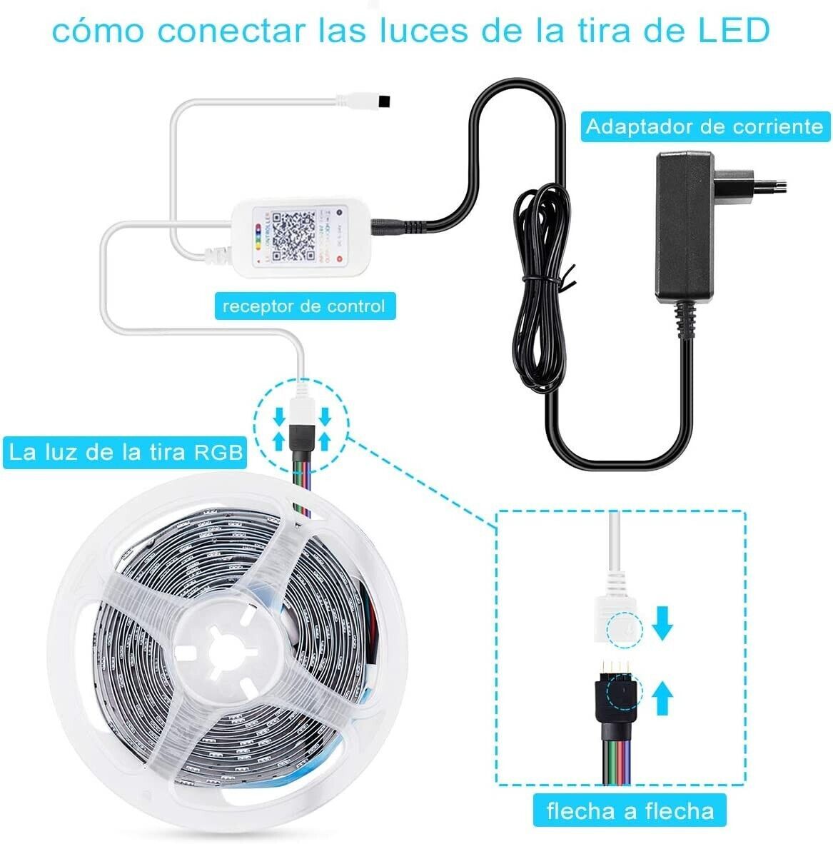 Tira De Luces LED De 15 M RGB USB Control Infrarrojo Bluetooth